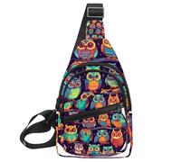 Zaino a tracolla per escursioni e viaggi (gufo sbarrato si siede immobile al chiaro di luna blu), Multicolore 04, 11.8x7x1.5in/30x18x4cm