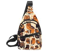 Zaino a tracolla per escursioni e viaggi (gufo sbarrato si siede immobile al chiaro di luna blu), Multicolore 05, 11.8x7x1.5in/30x18x4cm