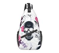 Zaino a Tracolla, per Fiori di Rose Day Of The Dead Teschi di Zucchero Rosa, Borsa a Tracolla Multiuso Borsa a Tracolla da Viaggio Escursionismo Zaino Antifurto