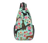 Zaino a tracolla, per levriero floreale carino cane menta vintage, borsa a tracolla multiuso da viaggio, escursionismo, zaino antifurto