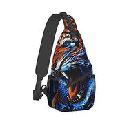 Zaino a tracolla per uomo e donna Borsa da viaggio per sport all'aria aperta Borsa da viaggio antifurto multiuso, zaini traspiranti con tracolla sul petto, Fierce Tiger Art