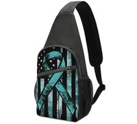 Zaino A Tracolla Piccolo Antifurto Crossbody Per Lavoro, Viaggi, Scuola Ovarian Cancer U.S. Flag Print Unisex Zaino Monospalla