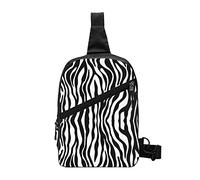 Zaino a tracolla piccolo Unisex in bianco e nero con stampa zebrata Borsa a tracolla pieghevole sul petto Zaino a tracolla