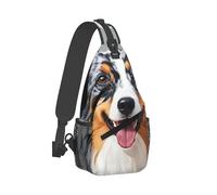 Zaino a tracolla pieghevole da uomo, pratico e versatile, con tracolla regolabile, a forma di animale, con motivo a pastore australiano