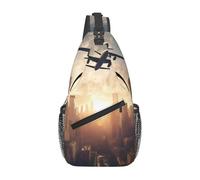 Zaino A Tracolla Plane Flying Over Tall Buildings Prints Pacchetto Frontale A Spalla Multiuso Cintura Regolabile Borse A Spalla Da Uomo, Per Escursionismo, Camminare, Routine Di Fitness, Donna