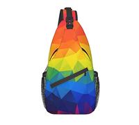 Zaino a tracolla poligonale geometrico arcobaleno colorato viaggio escursionismo zainetto modello borsa a tracolla a tracolla in corda
