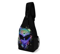 Zaino a tracolla psichedelico, trippy, acido, schizzi, alieno, il terzo occhio, per uomo e donna, borsa a tracolla, zaino a tracolla, 38x20 cm