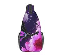 Zaino A Tracolla Purple Butterfly And Flower Monospalla Uomo Multiuso Traspirante Borsa A Tracolla, Per Viaggio, Camminare, Uomo, Lavoro