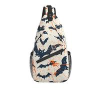 Zaino A Tracolla Retro Bats Silhouette Monospalla Uomo Casual Cintura Regolabile Borsello Tracolla, Per Routine Di Fitness, Ciclismo, Scuola