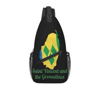 Zaino A Tracolla Saint Vincent And The Grenadines Map Flag Piccola Sling Bag Cintura Regolabile Multiuso Borsello Tracolla, Per Lavoro, Camminare, Correre