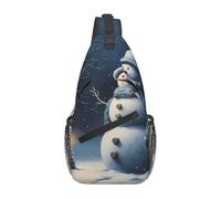 Zaino A Tracolla Snowman On Christmas Eve Prints Daypack Casual Per Uomo Multiuso Cintura Regolabile Borsa A Tracolla, Per Sport All'Aperto, Ciclismo, Viaggio, Uomo