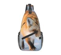 Zaino A Tracolla The Fox Who Stepped On Snow Prints Zaino A Tracolla Sportivo Multiuso Casual Pacchetto Da Viaggio Per Spalle, Per Lavoro, Correre, Routine Di Fitness, Camminare