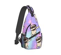 Zaino a tracolla ultraleggero a tracolla Borse a tracolla multiuso Borsa antifurto per lavoro Picnic Escursionismo Campeggio Viaggio in spiaggia, Tie Dye Dabbing Pug Dog Art