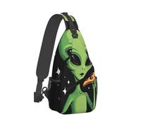 Zaino a tracolla ultraleggero, zaino a tracolla multiuso, borsa antifurto per escursionismo, ciclismo, passeggiate, cani, bicicletta, viaggio, divertente alieno spaziale che mangia pizza, pace