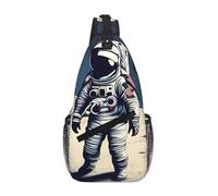 Zaino a tracolla unisex con stampa astronauta sulla luna, borsa a tracolla per il petto, borsa a tracolla per donne e uomini, escursionismo e viaggi