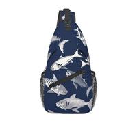 Zaino A Tracolla Various Sea Fish Pattern Piccola Sling Bag Traspirante Casual Pacchetto Da Viaggio Per Spalle, Per Sport All'Aperto, Camminare, Viaggio, Uomo