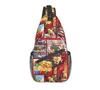 Zaino A Tracolla Vintage Christmas With Dogs Torace Daypack Traspirante Multiuso Borsa A Tracolla, Per Ciclismo, Donna, Viaggio