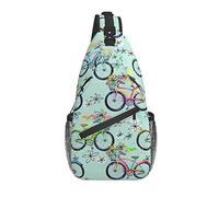 Zaino A Tracolla Watercolor Flower Bicycle Pacchetto Frontale A Spalla Cintura Regolabile Casual Marsupio, Per Sport All'Aperto, Ciclismo, Scuola