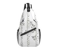 Zaino A Tracolla White Birch Trees Pattern Torace Daypack Casual Cintura Regolabile Borse A Spalla Da Uomo, Per Donna, Ciclismo, Viaggio