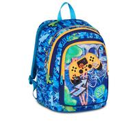 SJ GANG STYLE JAM GANG Zaino Scuola Advanced JOYFUL PINS BOY, Blu, 29L, Doppio Scomparto, Inserto controller con pins, Tasca frontale, Tasca portaborraccia, Scuola elementare, Bambino