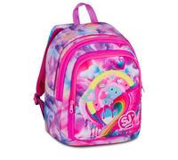 SJ GANG STYLE JAM GANG Zaino Scuola Advanced JOYFUL PINS GIRL, Rosa, 29L, Doppio Scomparto, Inserto arcobaleno con pins,Tasca frontale, Tasca portaborraccia, Scuola elementare, Bambina