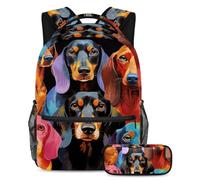 Zaino alla moda con animali della bandiera americana con astuccio, perfetto per ragazzi, ragazze e adolescenti!, Multicolore#05, B:29.4x20x40cm P:19x7.5x3.8cm, Zaino daypack
