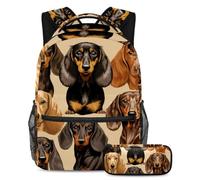 Zaino alla moda con animali della bandiera americana con astuccio, perfetto per ragazzi, ragazze e adolescenti!, Multicolore#02, B:29.4x20x40cm P:19x7.5x3.8cm, Zaino daypack