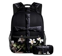 Zaino alla moda con astuccio, perfetto set di 2 zaini per la scuola per ragazzi, ragazze e adolescenti alla moda, croce nera pasquale, Multicolore, B:29.4x20x40cm P:19x7.5x3.8cm, Zaini Daypack