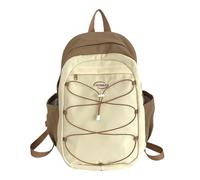 Zaino alla moda con cordino elastico per studenti scolastici Harajuku colore a contrasto zaino grande capacità borsa per laptop borsa libro, Kaki, S, Bohemian
