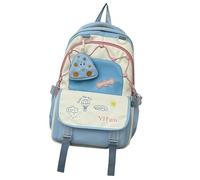 Zaino alla moda in nylon di colore a contrasto per la scuola e il viaggio Borsa per libri per laptop grande capacità con moneta Puse