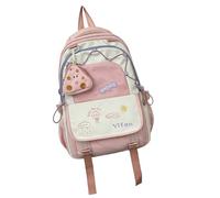 Zaino alla moda in nylon di colore a contrasto per la scuola e il viaggio Borsa per libri per laptop grande capacità con moneta Puse