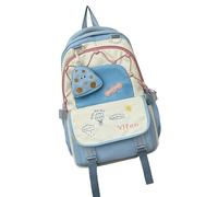 Zaino alla moda in nylon di colore a contrasto per la scuola e il viaggio Borsa per libri per laptop grande capacità con moneta Puse