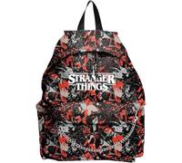 Zaino Americano per Scuola Elementare Media e Superiore con 2 Scomparti per Bambini e Ragazzi - Stranger Things Nero Rosso con astuccio + 7 Penne Scatto cancellabili e portachiave fischietto