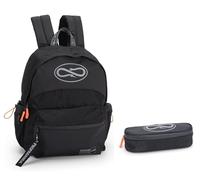 Zaino americano Propaganda nero per scuole medie o superiori + astuccio ovale zip + omaggio 7 penne e portachiave fischietto