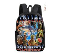 Zaino anime italiano con portachiavi, 40,6 cm stampato in 3D borse scolastiche per studenti delle scuole elementari e medie e fan del gioco regalo di compleanno per adolescenti., B, M