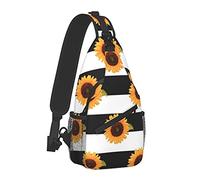 Zaino Antifurto A Tracolla A Strisce Di Girasole Arancio Borsa A Tracolla Per Uomo Donna, Durevole Borsa Da Palestra Regolabile Ciclismo Viaggio Escursionismo Zainetto, Taglia Unica