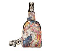 Zaino antifurto con unicorni di arte bohémien alla moda nero fanny pack per le donne per l'escursionismo, Unicorni di arte bohémien, 1 size