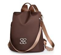 Zaino antifurto, grande, leggero, alla moda, organizer in nylon resistente, con cerniera, accessorio da viaggio dal design alla moda, per donne, lavoro, scuola, pendolari, viaggi all'aperto, Marrone