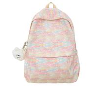 Zaino arcobaleno per ragazze, carino semplicemente moderno Preppy estetica Y2k scuola media zaino con peluche, rosa, M