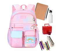Zaino Arcobaleno per Ragazze della Scuola Media,Rainbow Girl Borse da Scuola per Bambini Borsa per Scuola Primaria Junior High University Bookbag Zaino Gradiente Borsa per Bambini per Adolescen