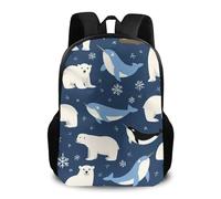 Zaino Arctic Animals Orca Whale Whale Bear Sealife Walrus Snowflake Zaino Da Scuola Resistente Backpack Grande Zaini Per Scuola Notebook Viaggio