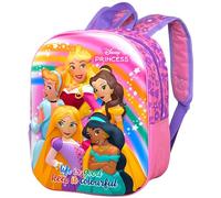 Zaino Asilo 3D 31×26×11 cm - Zainetto per Bambina - Per Principesse Disney Fan - Poliestere Resistente - Spallacci Imbottiti e Tasche Laterali - Perfetto Nido e Viaggio - Unisex 2-6 anni