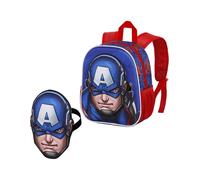 ZAINO ASILO CAPITAN AMERICA 3D CON MASCHERA BLU SCUOLA MATERNA ORIGINALE