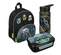 Zaino asilo Star Wars per bambini, personalizzabile con nome, piccolo con tasca frontale, 2 scomparti, 25 x 31 x 10 cm, Set 1: Starwars grigio