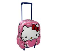 ZAINO ASILO TROLLEY 3D HELLO KITTY SANRIO 34 CM CON SPALLACCI E CARRELLO- 09609