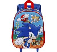 Zaino Asilo Trolley SONIC 3D Zainetto Scuola Materna Bimbo Bambino 2 Ruote Rotelle