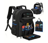 Zaino Attrezzi con Piastra Base Mobile 30x16x40cm per costruzione Tessuto Nero
