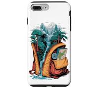 Zaino Avventura Cascata Foresta Mappa Bussola Natura Viaggio Custodia per iPhone 7 Plus/8 Plus