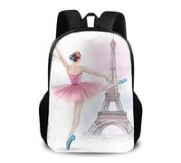 Zaino Ballet Dancer Ballerina Eiffel Tower Zaini Resistente Zainetto Grande Backpack Per Viaggio Escursioni Notebook