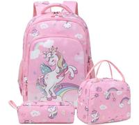 Zaino Bambina Paillettes Unicorno Zaini Scuola Elementare Zainetto Unicorno Ragazza 3 in 1 Set da Zaini, Borse Scuola con Bolsa de almuerzo, Astuccio